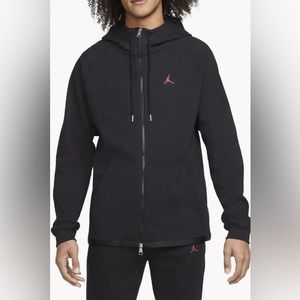 Jordan Essentials Knit Hooded Warmup Black Hoodie Zipper Sweater Men XS